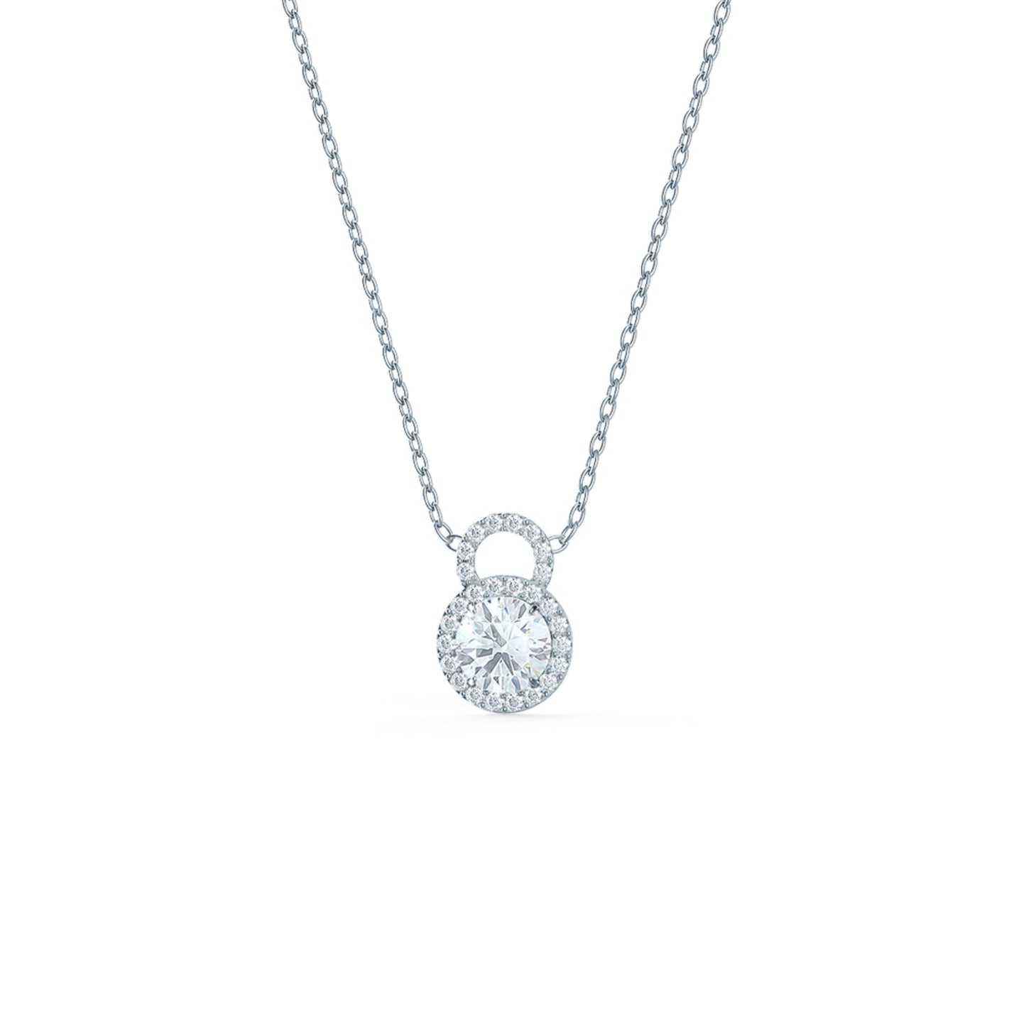 Halo Necklace with 0.50 CT Round Cut Moissanite