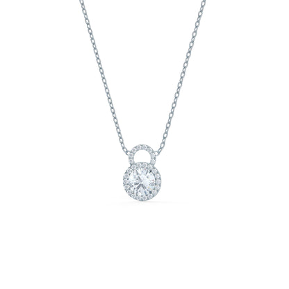 Halo Necklace with 0.50 CT Round Cut Moissanite