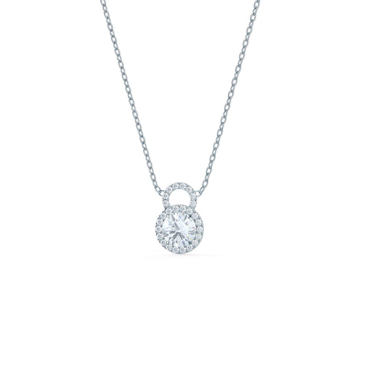 Halo Necklace with 0.50 CT Round Cut Moissanite