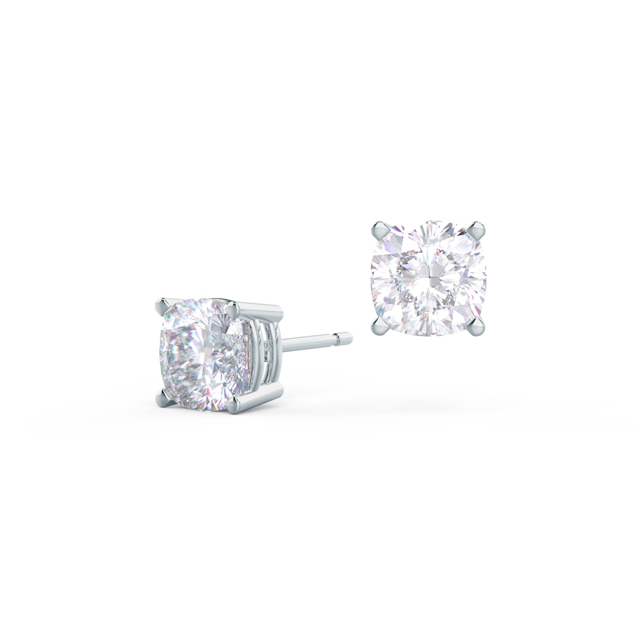 Solitaire Stud Earrings with 1.0 CT-3.0 CT Cushion Cut Moissanite
