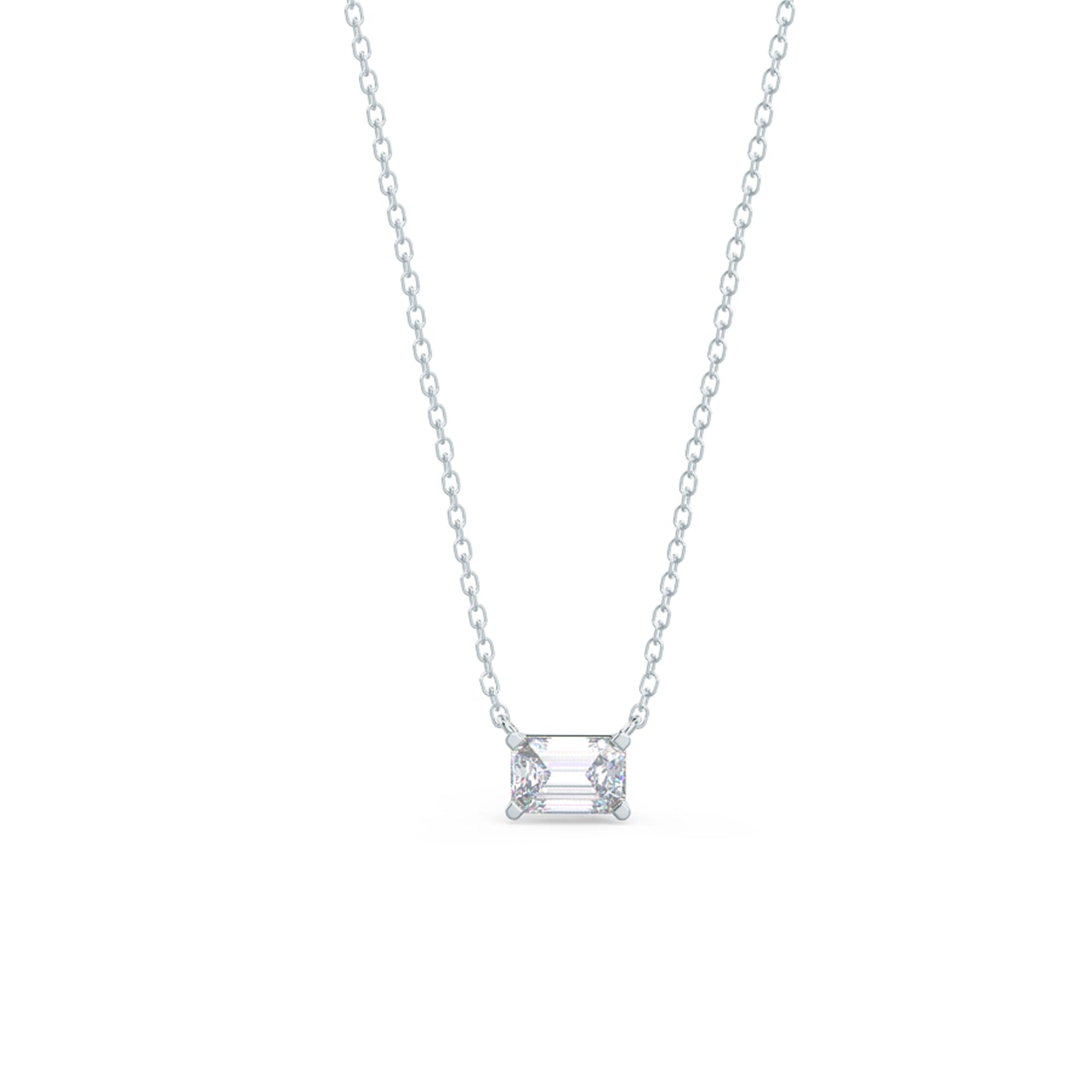 Solitaire Necklace with 0.70 CT East-West Emerald Cut Moissanite