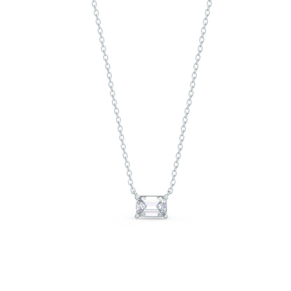 Solitaire Necklace with 0.70 CT East-West Emerald Cut Moissanite