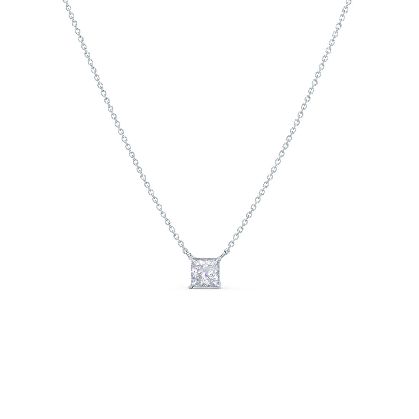 Solitaire Necklace with 0.50 CT Floating Princess Cut Moissanite