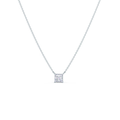 Solitaire Necklace with 0.50 CT Floating Princess Cut Moissanite