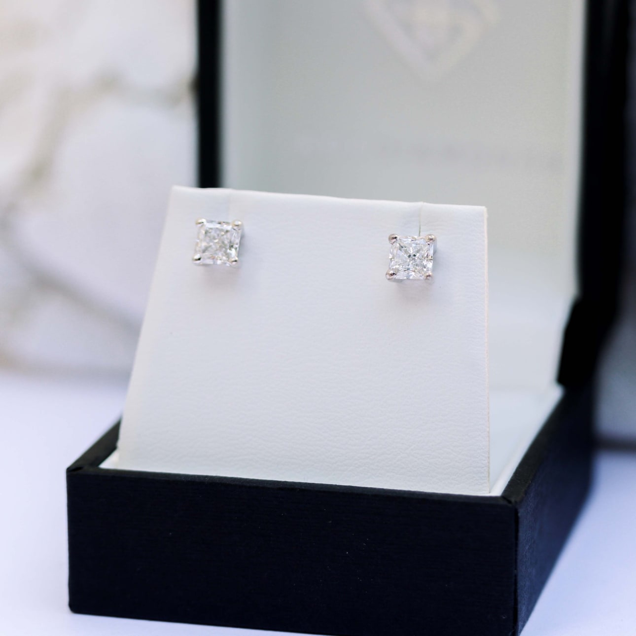 Solitaire Stud Earrings with 1.0 CT-3.0 CT Radiant Cut Moissanite