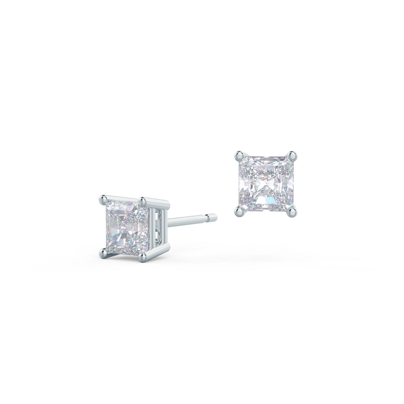 Solitaire Stud Earrings with 1.0 CT-3.0 CT Radiant Cut Moissanite
