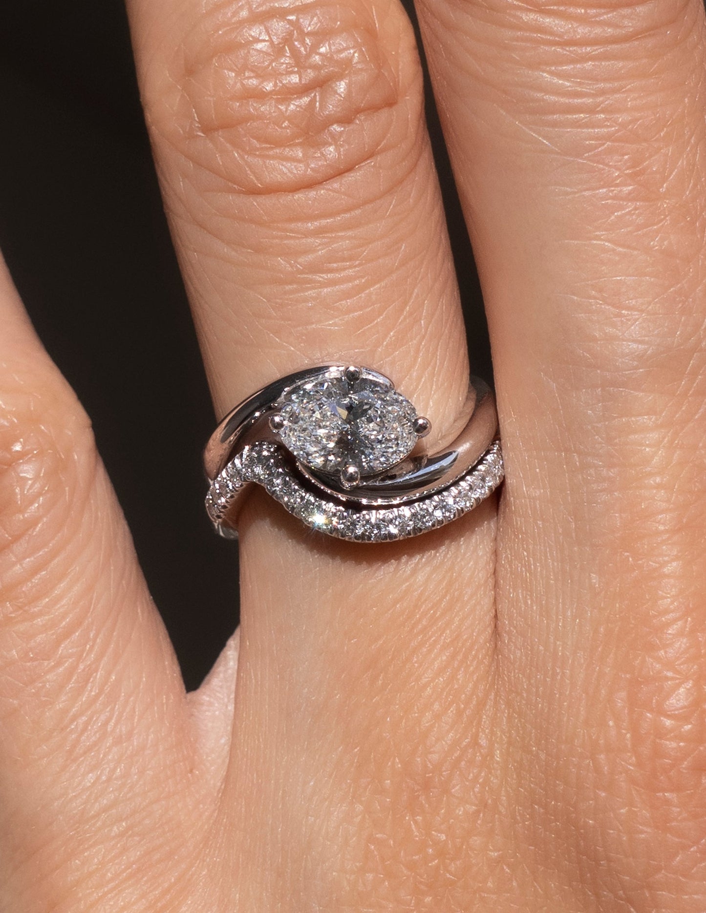 1.0 - 2.0 CT  Oval Cut Lab Grown Diamond Solitaire Bridal Ring Set