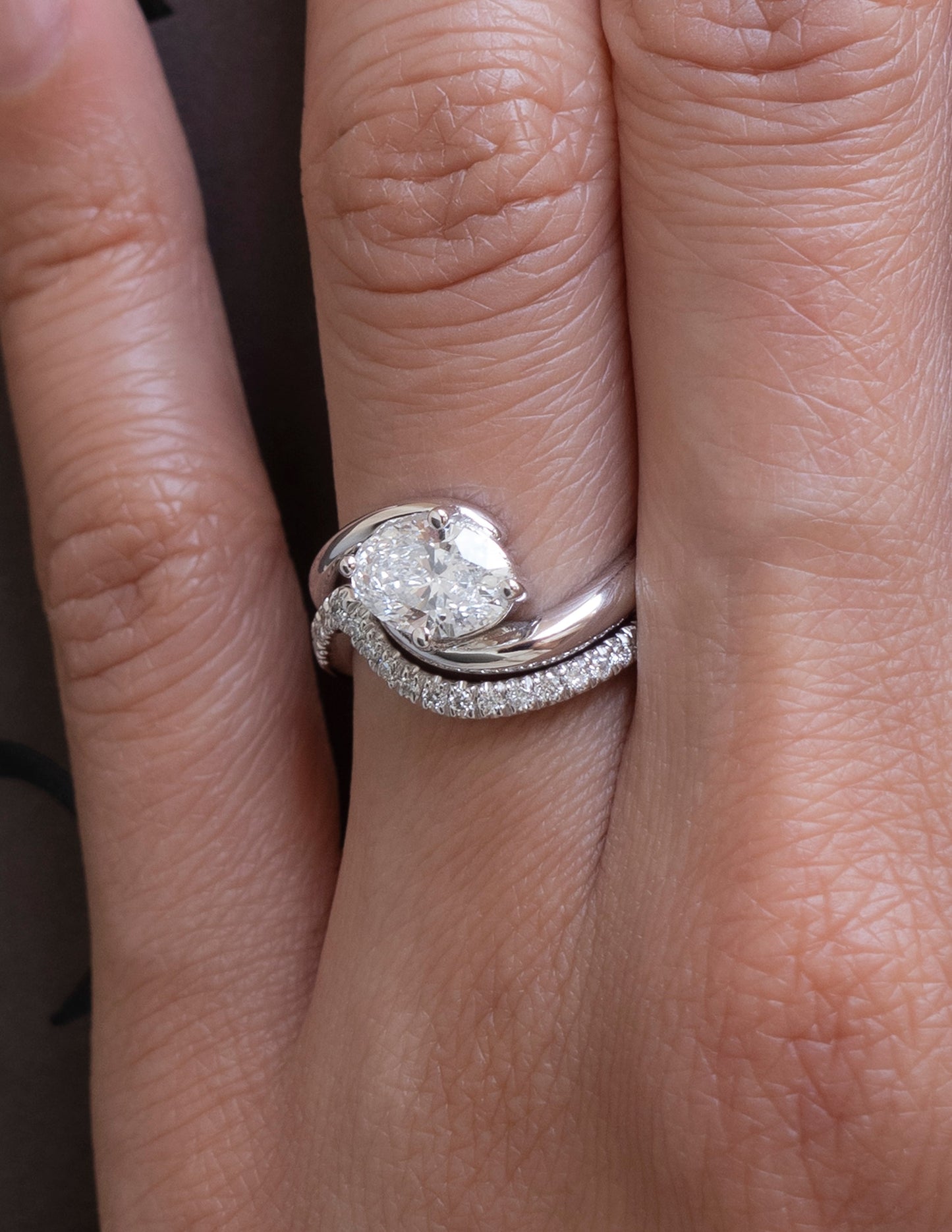 1.0 - 2.0 CT  Oval Cut Lab Grown Diamond Solitaire Bridal Ring Set