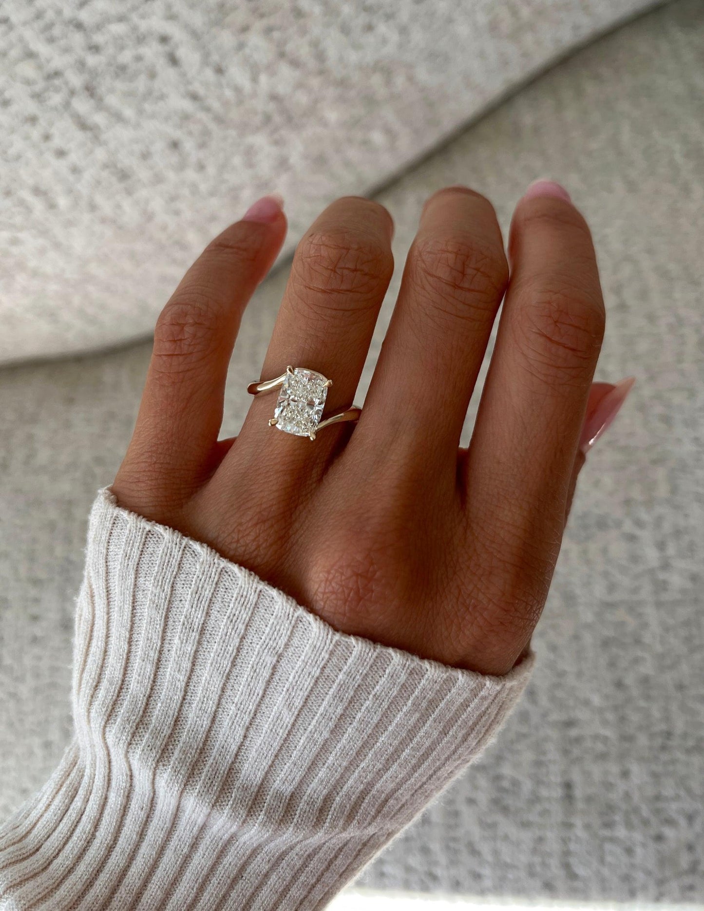 1.5 - 3.5 CT Elongated Cushion Shaped Lab Grown Diamond Soliatire Style Engagement Ring