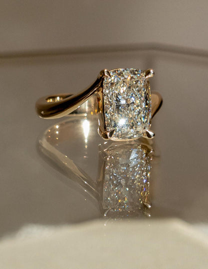 1.5 - 3.5 CT Elongated Cushion Shaped Lab Grown Diamond Soliatire Style Engagement Ring