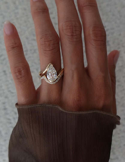 1.0 - 2.5 CT Pear Shaped Lab Grown Diamond Bypass Style Engagement Ring