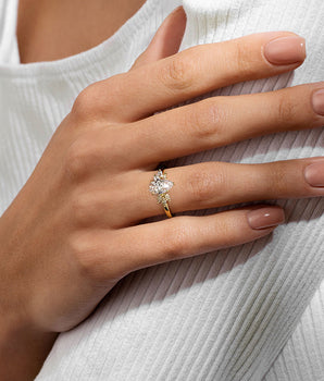 Cluster Ring with 1.20 CT Pear Cut Moissanite