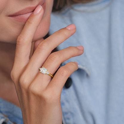 Three Stones Ring with 1.30 CT Princess Cut Moissanite