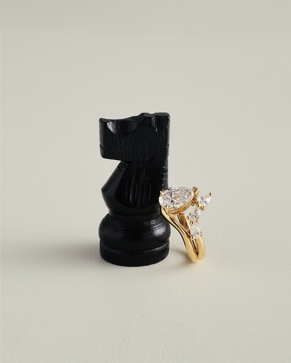 Helene- Pear Curved Unique Style Lab Grown Diamond Engagement Ring