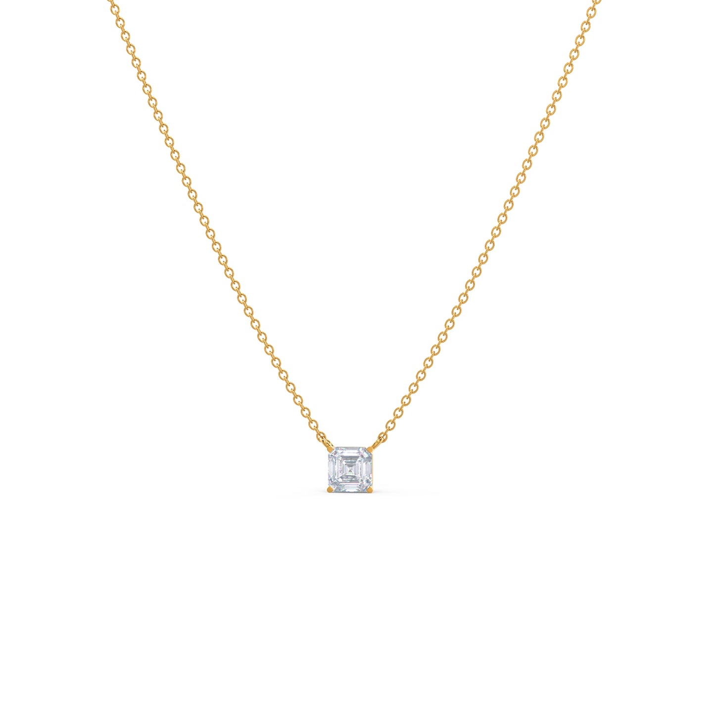 Solitaire Necklace with 0.50 CT Floating Asscher Cut Moissanite