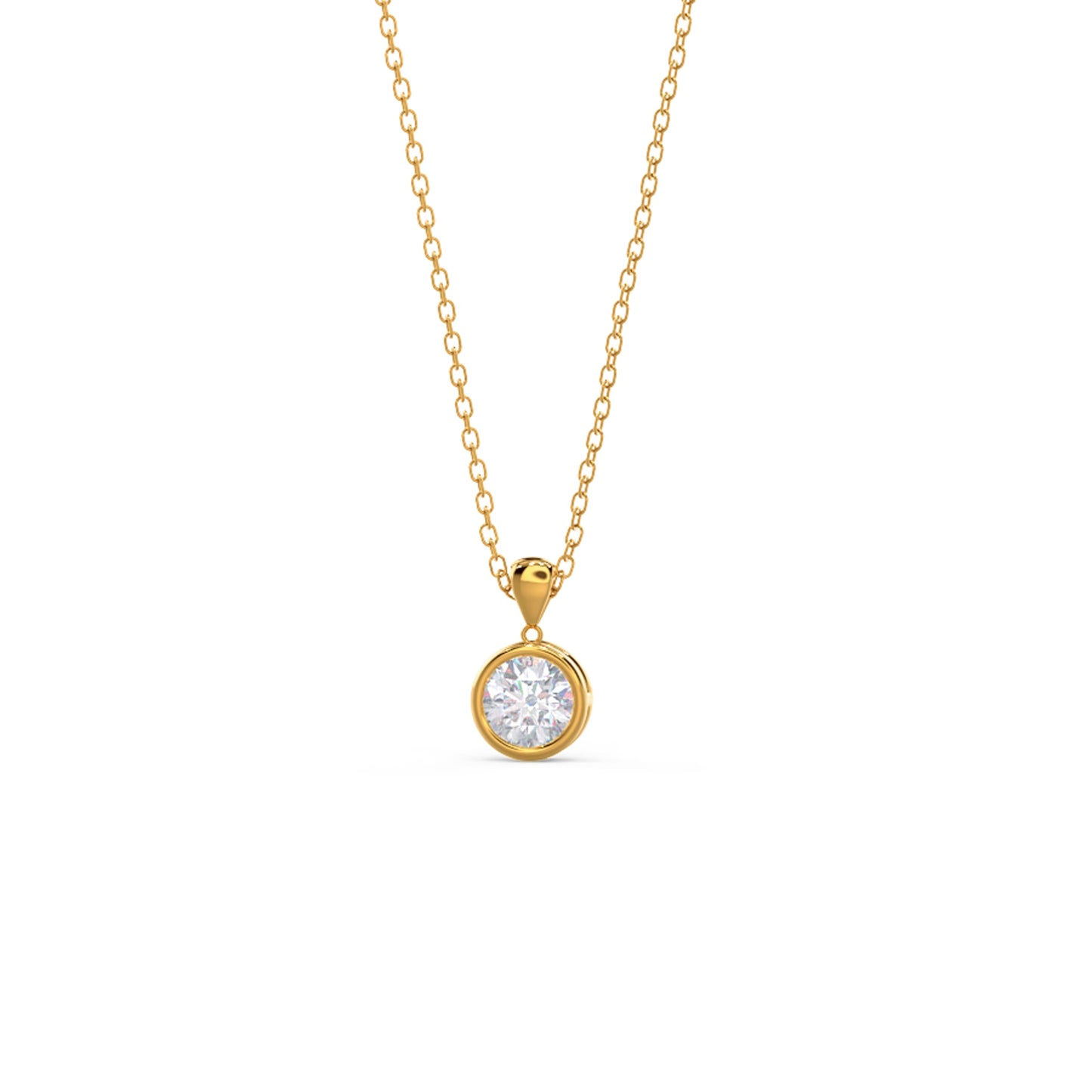 Single Bezel Necklace with 0.35 TCW Cosmopolitan Round Cut Moissanite