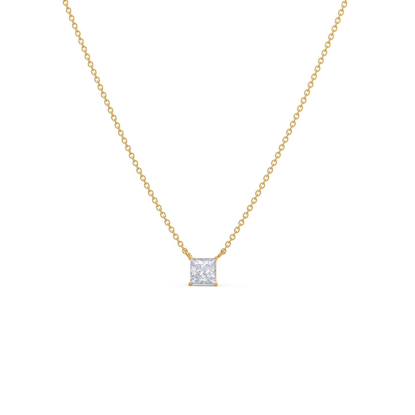 Solitaire Necklace with 0.50 CT Floating Princess Cut Moissanite