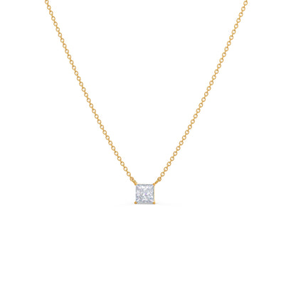 Solitaire Necklace with 0.50 CT Floating Princess Cut Moissanite