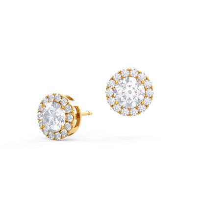 Halo Stud Earrings with 0.85 CT-1.85 CT Round Cut Moissanite