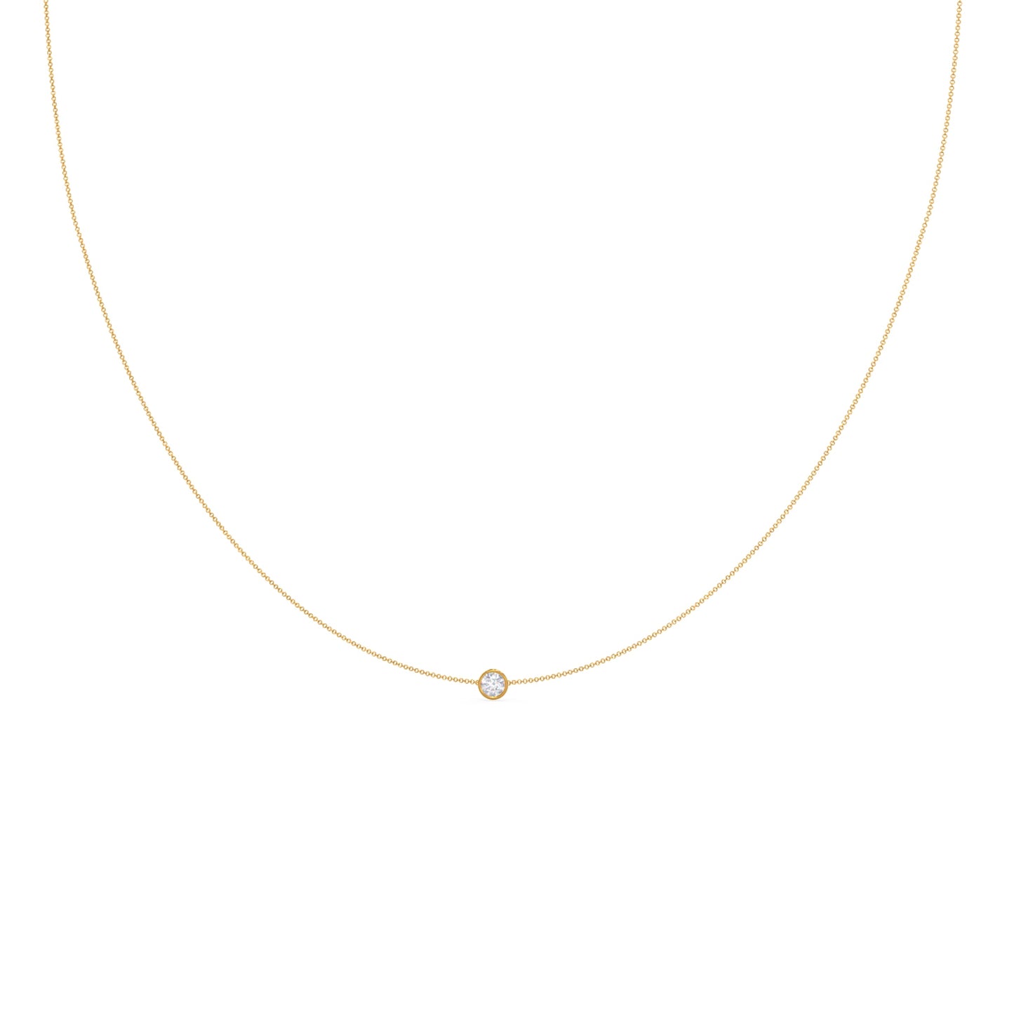 Single Bezel Necklace with 0.10 TCW Floating Cosmopolitan Round Cut Moissanite