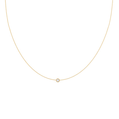 Single Bezel Necklace with 0.10 TCW Floating Cosmopolitan Round Cut Moissanite