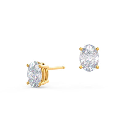 Solitaire Stud Earrings with 1.40 CT-3.0 CT Oval Cut Moissanite