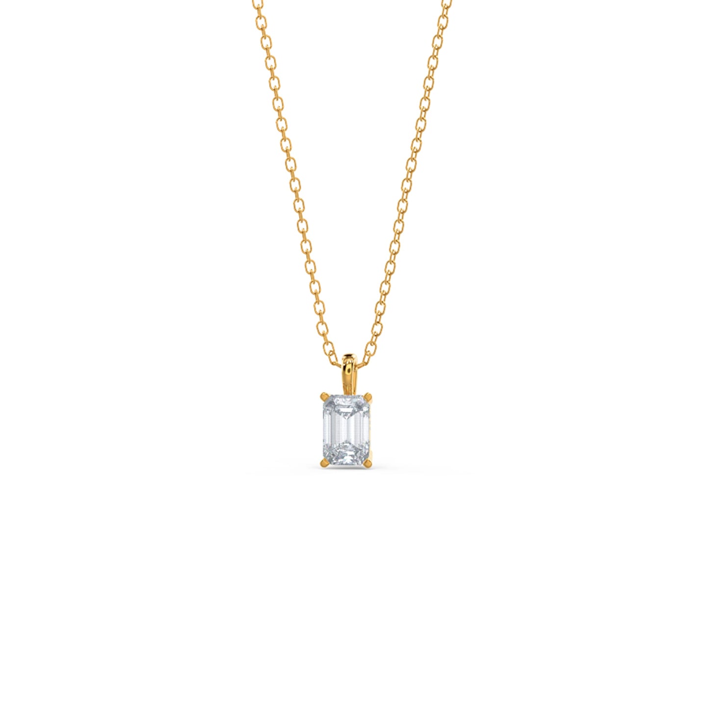 Solitaire Necklace with 0.70 CT Classic Emerald Cut Moissanite