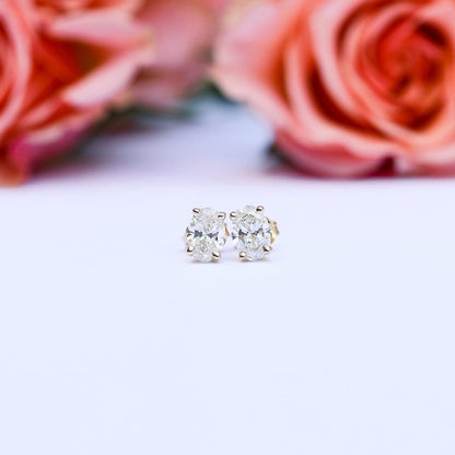Solitaire Stud Earrings with 1.40 CT-3.0 CT Oval Cut Moissanite