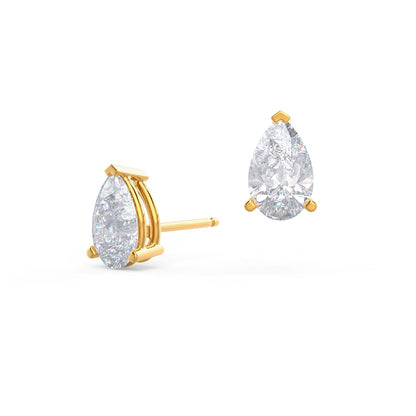 Solitaire Stud Earrings with 1.0 CT-3.0 CT Pear Cut Moissanite